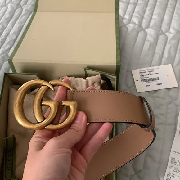 Gucci | Accessories | Gucci Marmont Belt Taupe Sz 8 | Poshmark display picture 1
